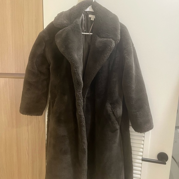 Women's Dark Brown Faux Fur Coat - Picture 2 of 2